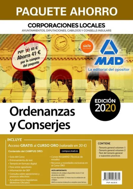 020 Paquete Ahorro Ordenanzas y Conserjes de Corporaciones Locales.