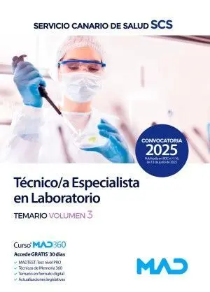 025 T3 Tecnico/A Especialista en Laboratorio Servicio Canario de Salud