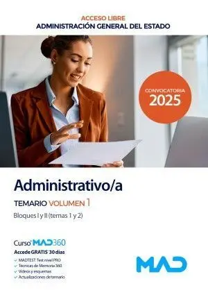 025 T1 Administrativo / a Administracion General Estado