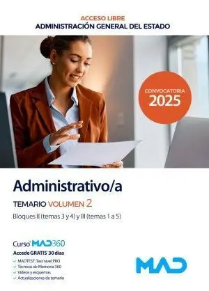 025 T02 Administrativo del Estado. Bloque Ii y Iii. Acceso Libre