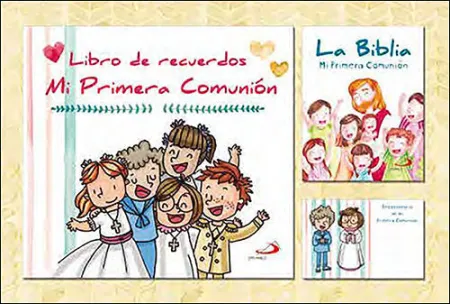 Libro de Recuerdos mi Primera Comunion + la Biblia + 50 Recordatorios