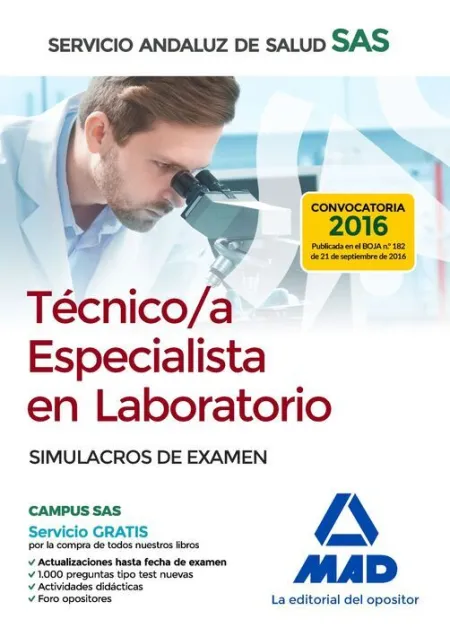 016 (Andalucia) Especifico Tecnico/A Especialista en Laboratorio Simulacros de Examen