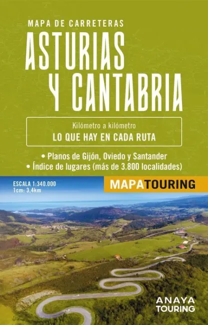 025 Mapa de Carreteras Asturias y Cantabria (Desplegable), Escala 1:340. 000