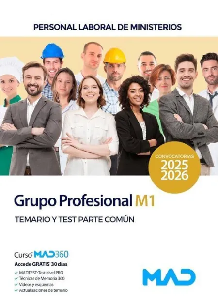 Personal Laboral de Ministerios Grupo Profesional M1. Temario y Test Parte Común