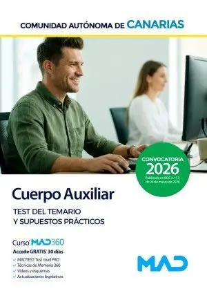 026 Test y Supuestos Prácticos Auxiliar Administrativo de la Comunidad Autónoma de Canarias