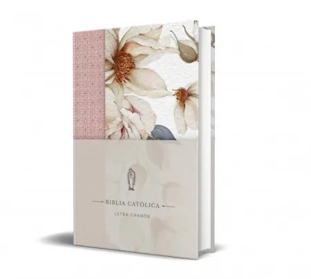 La Biblia Católica: Edición Letra Grande. Tapa Dura, Tela Rosada con Flores