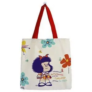 Premium Paper Bolsa Mafalda Flores Mediana Algodon