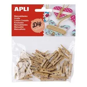 Mini Pinzas Madera Natural 45 Unidades