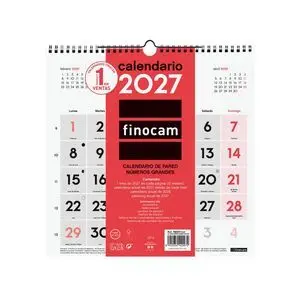 Finocam Calendario Pared 2027 Numeros Grandes 30X30