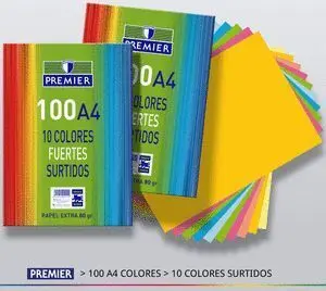 Tauro Papel Colores Fuertes A4 80Gr 100H Paquete