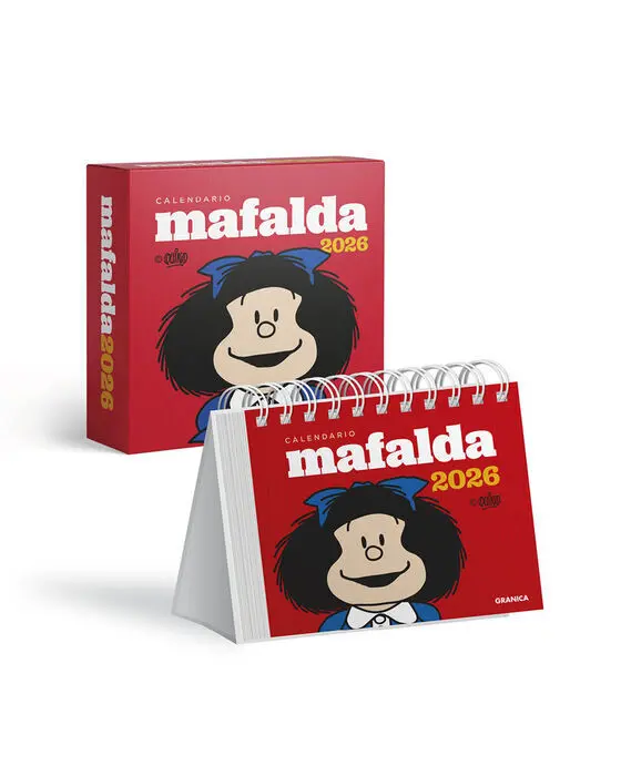 2026 Calendario Mafalda Escritorio Rojo con Caja