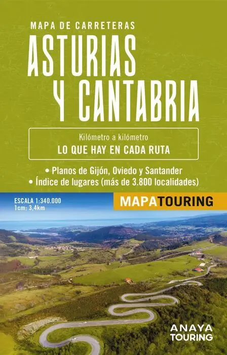 025 Mapa de Carreteras Asturias y Cantabria (Desplegable), Escala 1:340. 000